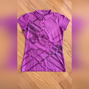 Nike Purple Fitted Button Down Shirt with Polo Collar